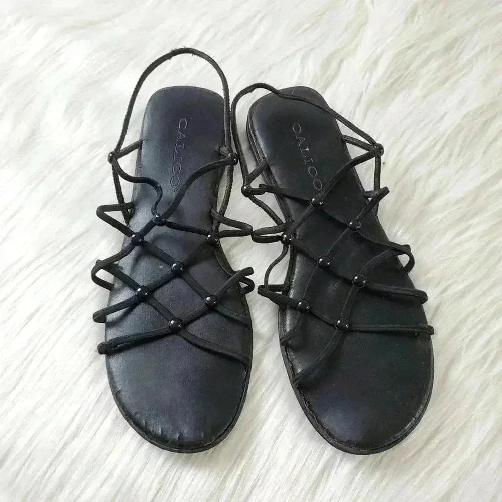 Vintage 80's Calico Leather Gladiator Sandals - 8